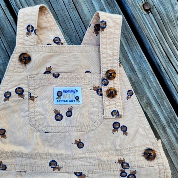 Carter's Baby boys Short Overalls Beige Tan Size 12 Months Adjustable with Snaps - Picture 3 of 10